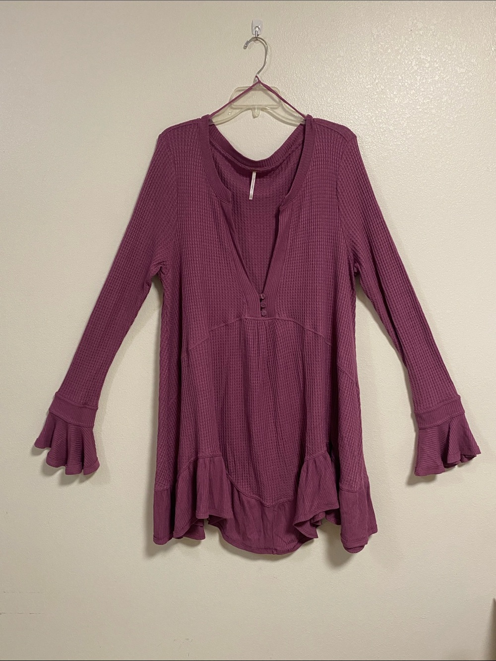 Free People Tunic Women Size XL Dusty Mauve Olivia Tunic Dress Flare cuff